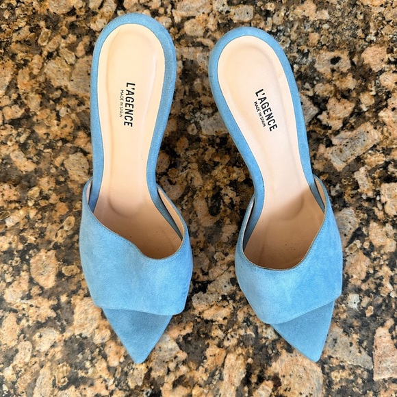 L'AGENCE  LOLITA OPEN TOE MULES  OCEAN SUEDE - Picture 11 of 12